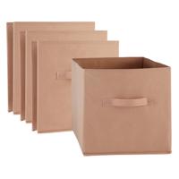 Opbergmand/kastmand Square Box - 4x - karton/kunststof - 29 liter - terra - 31 x 31 x 31 cm