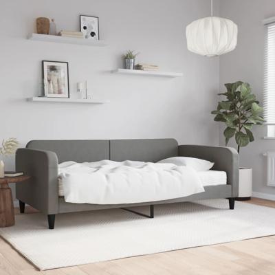 Slaapbank met matras 100x200 cm stof donkergrijs