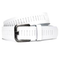 Timbelt Leren Gleufjes Riem 4 cm Wit