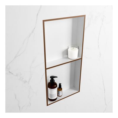 Wandnis Solid Surface Easy | In- en opbouw | 30x60x8 cm | 2 vakken | Rust/Talc