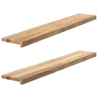 Vensterbanken 2 st onbehandeld 120x20x2 cm massief eikenhout