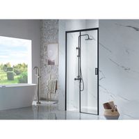 Douchedeur SaniClear Slide Black | 110x200 cm | 1 Schuifdeur | Helder glas | Zwart mat beslag