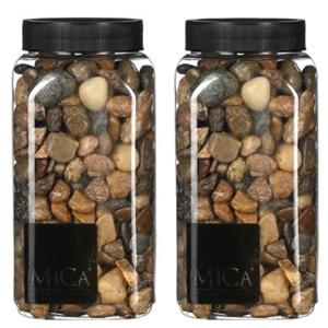 Decoratie/hobby stenen - 2x - bruin mix - 650 ml - Home Deco - Woonaccessoires - Decoratie materiale