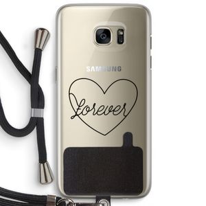 Forever heart black: Samsung Galaxy S7 Edge Transparant Hoesje met koord