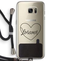 Forever heart black: Samsung Galaxy S7 Edge Transparant Hoesje met koord
