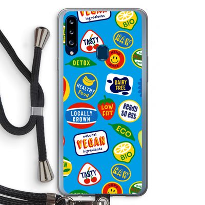 Fruitsticker: Samsung Galaxy A20s Transparant Hoesje met koord