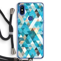 Gekleurde driehoekjes blauw: Xiaomi Mi Mix 3 Transparant Hoesje met koord