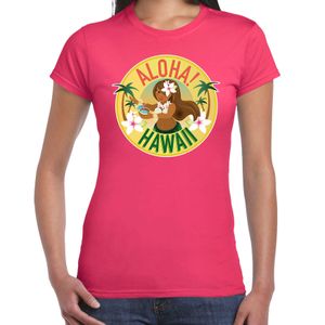 Hawaii feest t-shirt / shirt Aloha Hawaii roze voor dames