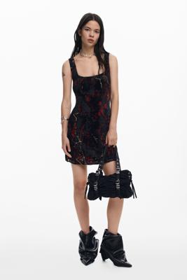 Devoré jurk met bandjes - BLACK - XS Devoré jurk met bandjes - BLACK - XS
