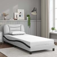 Bedframe zonder matras "Hvar" kunstleer wit en zwart 90x200 cm