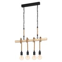 Eglo Landelijke hanglampYoungstown 4-lichts zwart met hout - 43318
