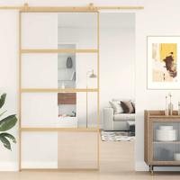 VidaXL Schuifdeur 102,5x205 cm helder esg-glas en aluminium goudkleur