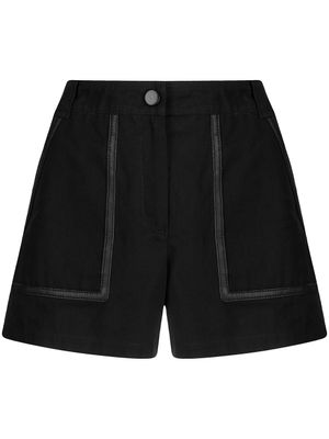 Yves Salomon short taille-haute à liserés en cuir - Noir