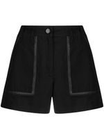 Yves Salomon short taille-haute à liserés en cuir - Noir