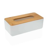 Doos voor doekjes Versa Bamboe Polypropyleen 13,1 x 8,6 x 26,1 cm Wit