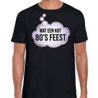Eighties party / wat een kut 80s feest fun tekst t-shirt zwart voor heren - thumbnail