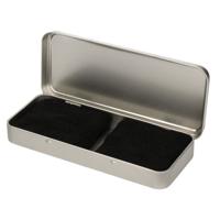 Sport zweetbandjes set - 2x stuks - zwart - in metalen opslag / bewaar doosje - sport artikelen