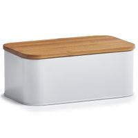 Witte broodtrommel deluxe met snijplank deksel 31 x 18 x 12 cm