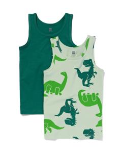 HEMA Kinderhemden Stretch Katoen Dino - 2 Stuks Groen (groen)