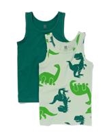 HEMA Kinderhemden Stretch Katoen Dino - 2 Stuks Groen (groen)