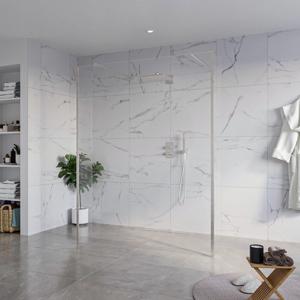 Fortifura Galeria Vrijstaande Inloopdouche - 160x200cm - Helder - antikalk - 8mm veiligheidsglas - 2 zijwanden 40cm - wandsteunen en hoekprofielen - Geborsteld RVS PVD (RVS) SW927769 2x/SW797918/SW797911 2x/SW798730 2x