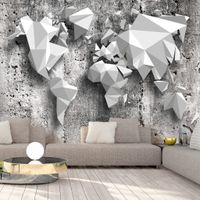 Zelfklevend fotobehang - Kaart van de wereld in origami, 3D look, premium print - thumbnail