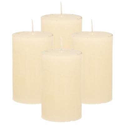 Atmosphera Stompkaars - 4x - ivoor wit - 5 x 8 cm - klein rustiek model - cilinderkaars - kaars