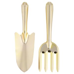 Gouden tuinschep/plantenschep en handhark metaal 27 cm   -