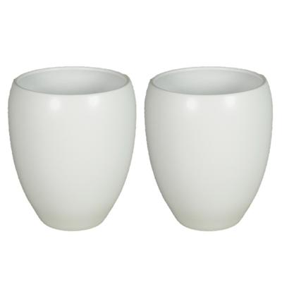 Floran Plantenpot - 2x - wit - mat - keramiek - 19 x 16 cm