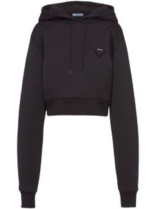 Prada hoodie en polaire à coupe crop - Noir