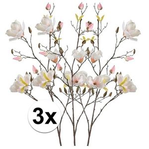 3x Creme Magnolia kunstbloemen tak 105 cm