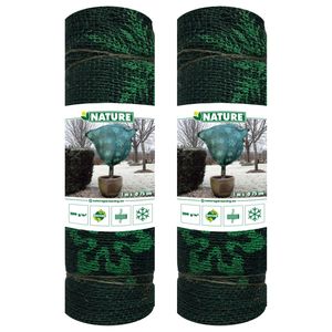 Plantenhoes jute - 2x stuks - H100 x D75 cm - groen - wintermotief - anti-vorst planten beschermhoes