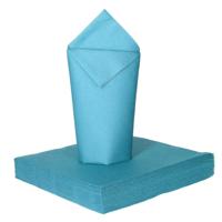 Feest servetten - 25x - babyblauw - 2 laags - 33x33cm - thumbnail