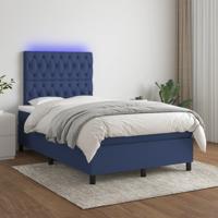Boxspring met matras en LED stof blauw 120x200 cm