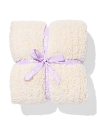 051 Plaid 130x150cm Teddy Strepen Wit (wit)