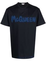 Alexander McQueen t-shirt en coton à logo imprimé - Bleu - thumbnail