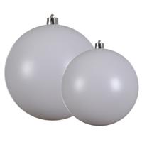 Decoris grote kerstballen - 2x stuks - wit - Dia 14 en 20 cm - kunststof - kerstversieringen