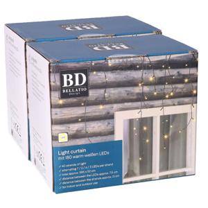 Bellatio Decorations ijspegelverlichting - 2x - 180 leds - warm wit - 6 mtr - kerstverlichting