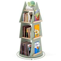Kinderboekenrek 360° Draaibaar Kinderboekencarousel 4 Niveaus in Boomvorm Ø48 x 102 cm Vrijstaand Displayrek