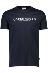 Lindbergh Regular Fit T-Shirt ronde hals Marine, Bedrukt