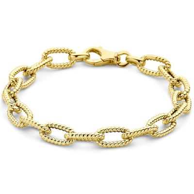 Armband Paperclip gedraaide buis geelgoud 7,8 mm 19 cm