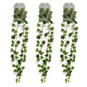 Emerald kunstplant/hangplant slinger - 3x - Klimop/hedera - groen - 180 cm lang