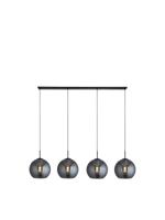 Hanglamp Amsterdam 4Lt - Black Metal & Smoked Glass Hanglamp Amsterdam 4Lt - Black Metal & Smoked Glass