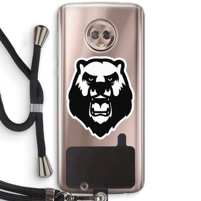 Angry Bear (white): Motorola Moto G6 Transparant Hoesje met koord