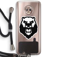 Angry Bear (white): Motorola Moto G6 Transparant Hoesje met koord