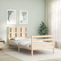 Bedframe met hoofdbord massief hout 100x200 cm