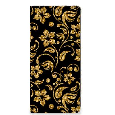 OPPO A58 4G Smart Cover Gouden Bloemen OPPO A58 4G Smart Cover Gouden Bloemen