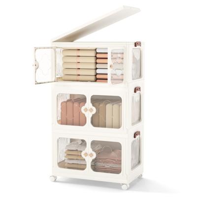 Opbergbakken van 159L/212L/265L met Deksel Stapelbare Opvouwbare Opbergbakken 4 Wielen Inclusief 2 Vergrendelbare Wielen