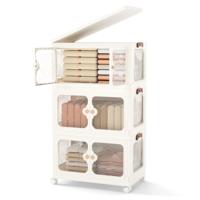 Opbergbakken van 159L/212L/265L met Deksel Stapelbare Opvouwbare Opbergbakken 4 Wielen Inclusief 2 Vergrendelbare Wielen