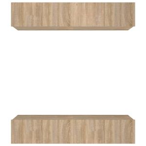 The Living Store Sonoma Eiken TV-Meubelen - Set van 4 - 80x30x30cm - Wandgemonteerd - Met praktische deuren -